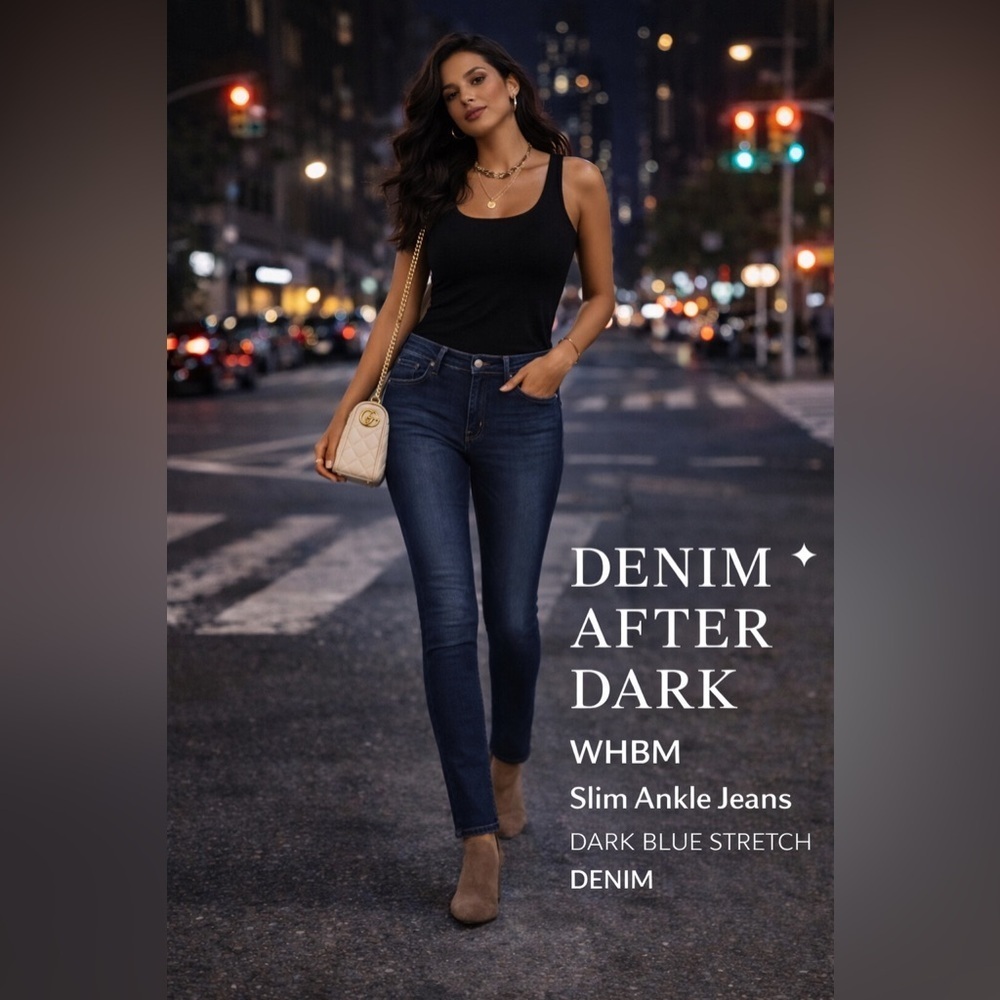 Size 2 • WHBM Slim Ankle Jeans – Dark Blue Stretch Denim